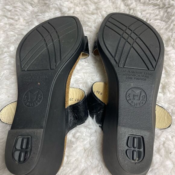 Mephisto Air Relax leather black straps wedge sandals silver tone buckle EURSZ39 - Picture 10 of 13